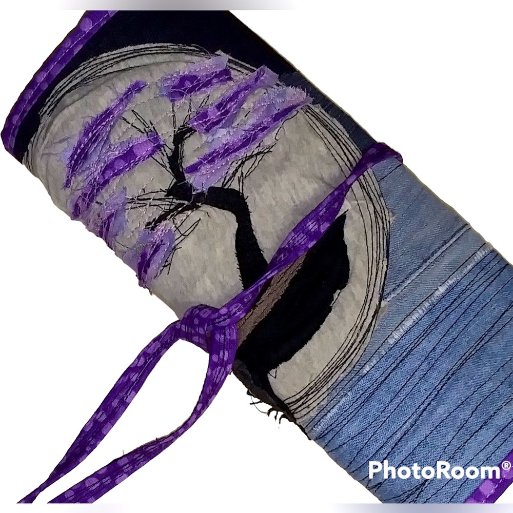Handmade OOAK Artistic Paint Brushes Bag Fabric Roll Up Pen Holder Organizer